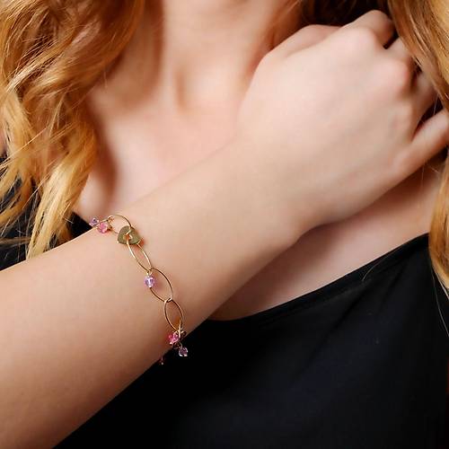 Renkli Tal Altn Bileklik