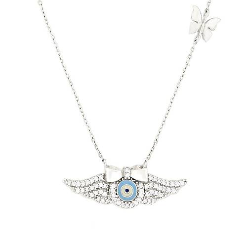 Altn Nazar Boncuklu Kanat Kolye