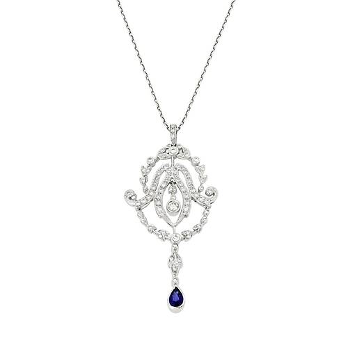 0,82 Ct P�rlanta Safir Kolye