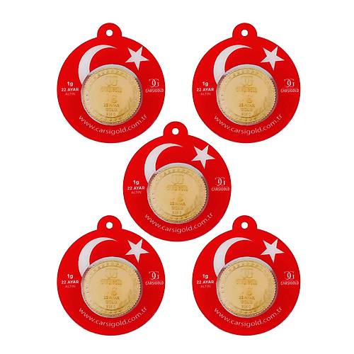 5 Adet 1 Gr 22 Ayar Gram Altn