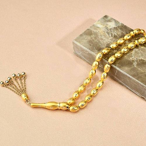 14 Ayar Altn Kalem lemeli Tesbih