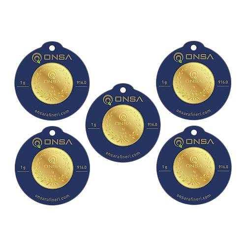 5 Adet 1 Gr 22 Ayar Gram Altn