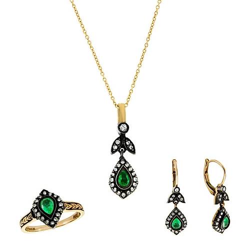 0.39 Ct Z�mr�t Elmas Set