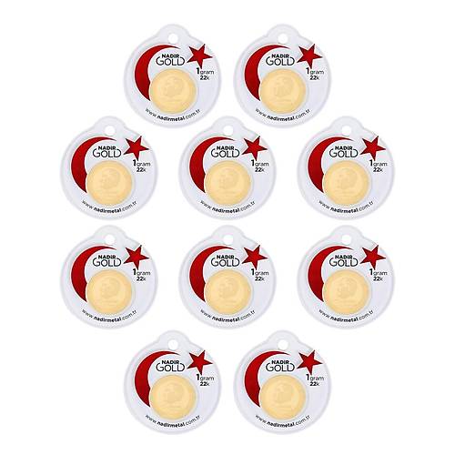 10 Adet 1 Gr 22 Ayar Gram Altn