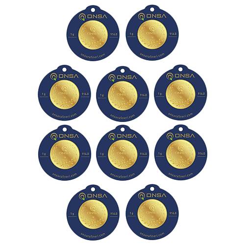 10 Adet 1 Gr 22 Ayar Gram Altn