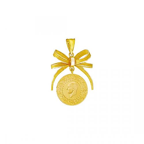 14 Ayar Altn Bask Kolye Ucu