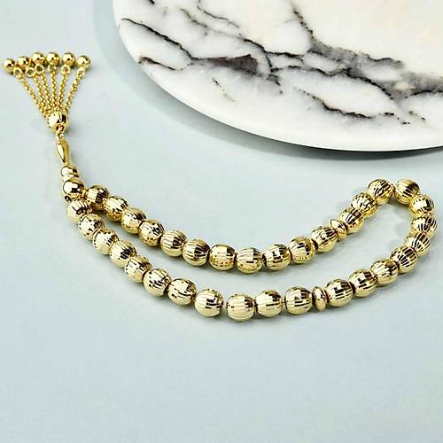 14 Ayar Altn Kalem lemeli Tesbih