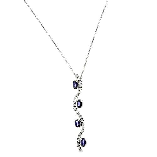 1,60 Ct P�rlanta Ve Damla Safirli Kolye