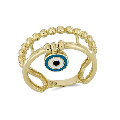 Nazar Boncuklu Alt�n Y�z�k