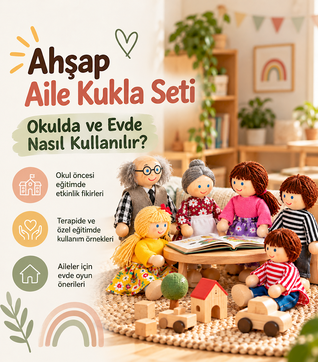 Ah�ap aile kukla seti ile okulda ve evde hik�ye anlat�m� etkinlikleri
