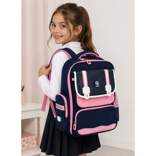 K�z �ocuk Pembe-Lila Okul �antas� Ortopedik S�rt �antas�