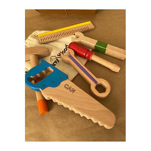 �sme �zel Renkli Ah�ap Oyuncak Tamir Seti � Do�al Masif Montessori Oyuncak