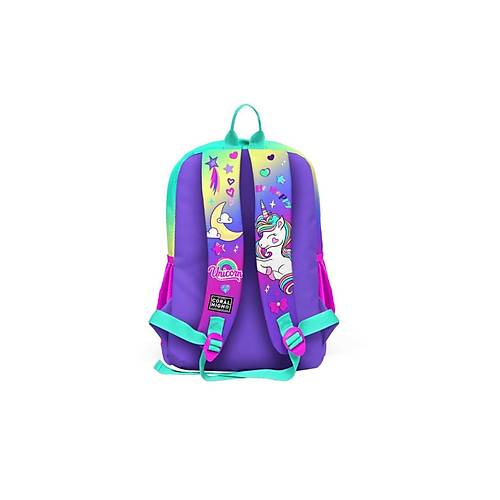 Kids Lavanta Su Ye�ili Unicorn Desenli D�rt B�lmeli Okul S�rt �antas� 23729