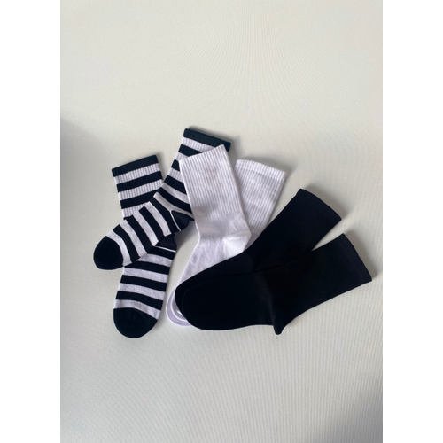 Siyah Beyaz Unisex Spor �orap 3?l� Set ?  Tenis G�nl�k & Atletik Kullan�m