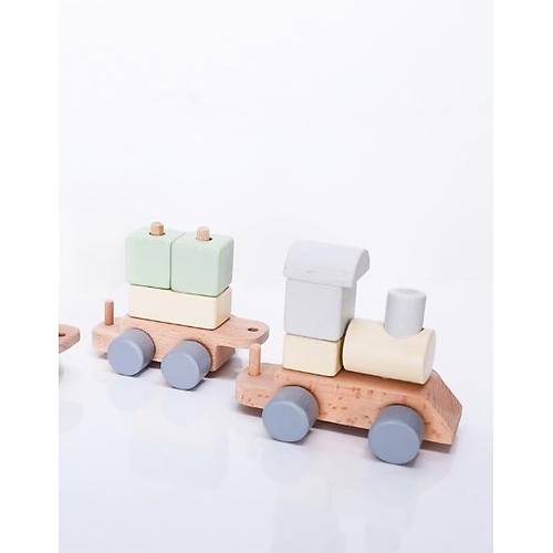 Ahap Bloklu Tren | El Yapm Montessori Oyuncak | EN71 Sertifikal