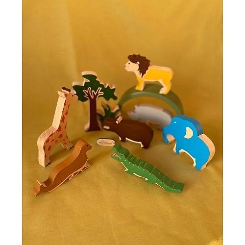 Ahap Safari Hayvan Seti  8li El Yapm Montessori Hayvan Figrleri | Tiny Wood