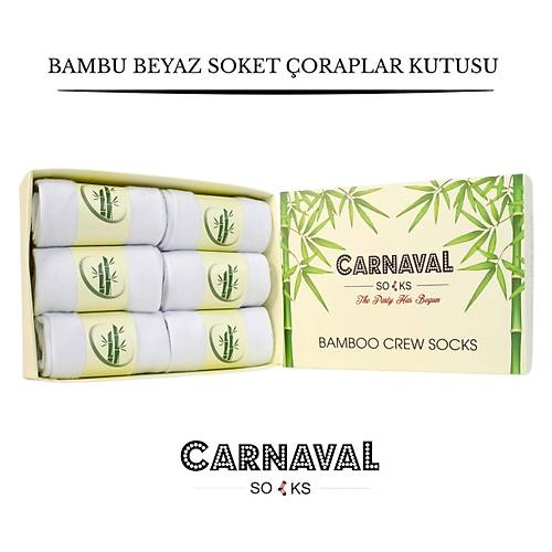6'l Premium Unisex Beyaz Bambu Soket orap Seti ? Kutulu