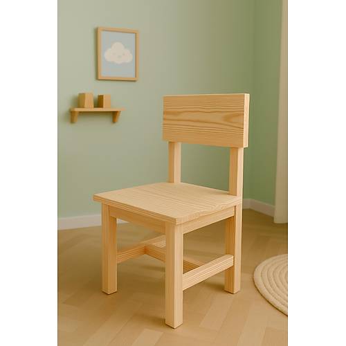 �skandinav Tarz� Montessori Ah�ap �ocuk Sandalyesi - %100 Do�al (2+ Ya�)