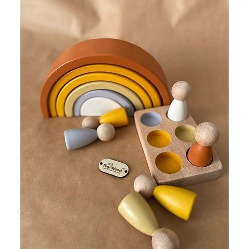 Waldorf 6 Paral Gkkua 6 L Peg Bebek Tabla Seti Pastel Renk Eletirme Ahap Oyuncak
