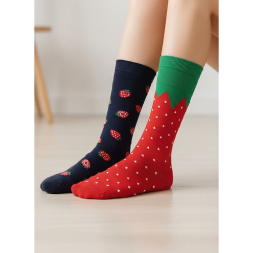 Sa�l� Sollu �ilek Desenli Soket �orap 2?li Set ? %85 Pamuk, 36-42 Numara (2 �ift)