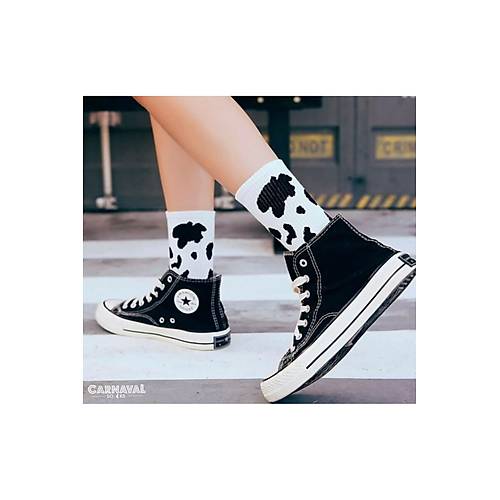 Sweet Milk 5?li Siyah Beyaz Desenli �orap Seti | Unisex Hediye Kutulu �oraplar