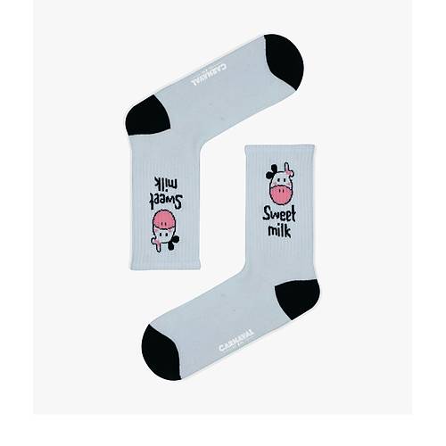 Sweet Milk 5li Siyah Beyaz Desenli orap Seti | Unisex Hediye Kutulu oraplar