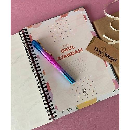 Stickerl Sresiz Ajanda | Sert Kapakl Spiralli Planlayc Defter (1724 cm)