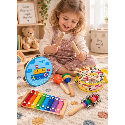 Minik Ritimler 6 Par�a Ah�ap M�zik Seti ? E�itici �ocuk M�zik Oyunca��