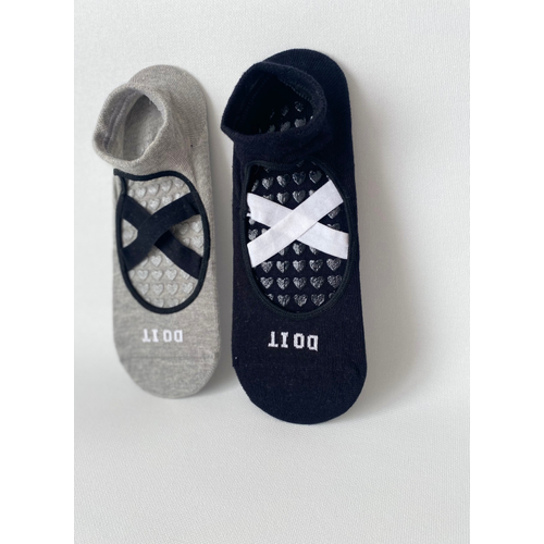 2?li Pilates & Yoga orap Seti ? Kaydrmaz Tabanl Unisex Pamuklu Spor Patik orap