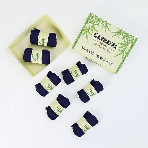 6'l Premium Unisex Lacivert Bambu Soket orap Seti ? Kutulu
