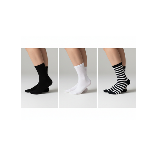 Siyah Beyaz Unisex Spor �orap 3?l� Set ?  Tenis G�nl�k & Atletik Kullan�m