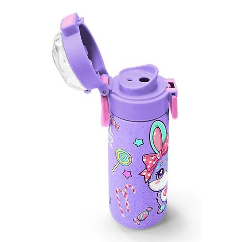 Kids Milka Su Ye�ili Tav�an Desenli Pipetli ve Direkt ��im �elik Termos 500 ml