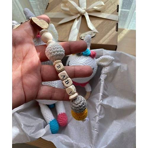 Organik rg Unicorn Bebek Hediye Seti | Tiny Wood Doal Unisex Bebek Seti