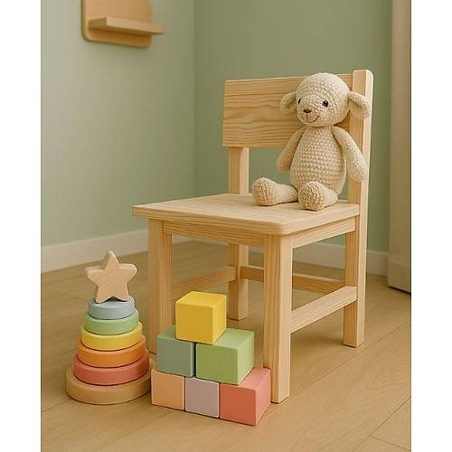 skandinav Tarz Montessori Ahap ocuk Sandalyesi - %100 Doal (2+ Ya)