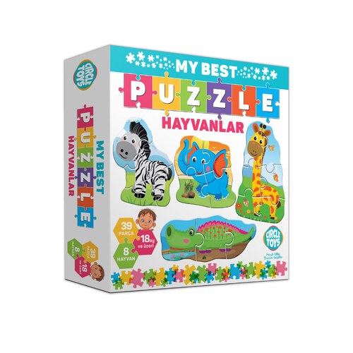 My Best Puzzle Hayvanlar 39 Para | 8 Adet Safari Hayvan Eitici Yapboz Seti