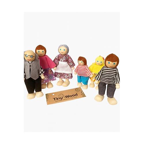Ah�ap Kukla Aile Seti 6'l� | Montessori E�itim Oyunca�� | Oyun Evi Fig�rleri