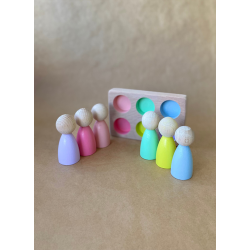 Ah�ap Peg Bebek Renk E�le�tirme Oyunca�� ? 6?l� Peg Tabla ? Montessori Duyusal Oyuncak