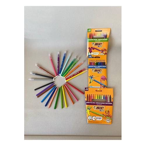 3'l� Boya Seti 12?li Ke�eli Kalem + Kuru Boya + Pastel Boya �ocuk Boyama Seti