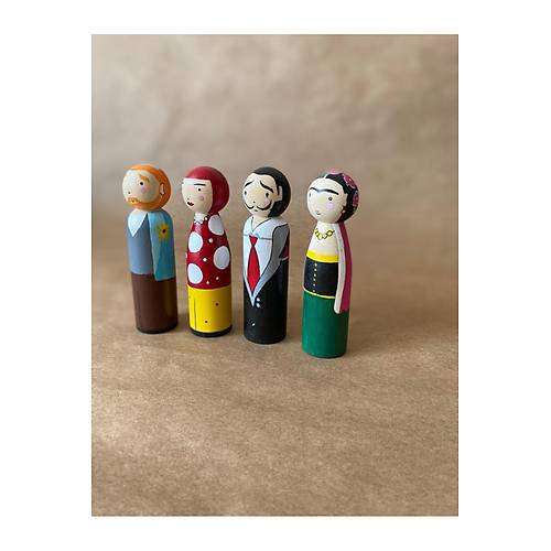 El Yap�m� Ah�ap Peg Bebek Seti | �nl� Ressamlar Serisi | Tiny Wood