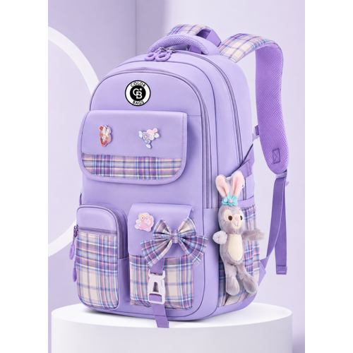 K�z �ocuk �lk��retim �antas� Ultra Hafif ilkokul / Ortaokul Okul �antas� Pembe- Pudra Ekose Cep
