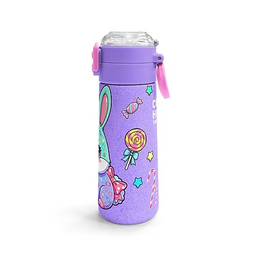 Kids Milka Su Ye�ili Tav�an Desenli Pipetli ve Direkt ��im �elik Termos 500 ml