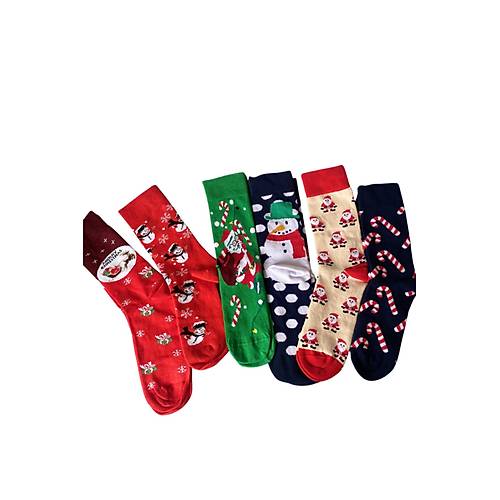 Y�lba�� 6?l� Desenli �orap Seti | Unisex Hediye Kutulu K�� Temal� �oraplar