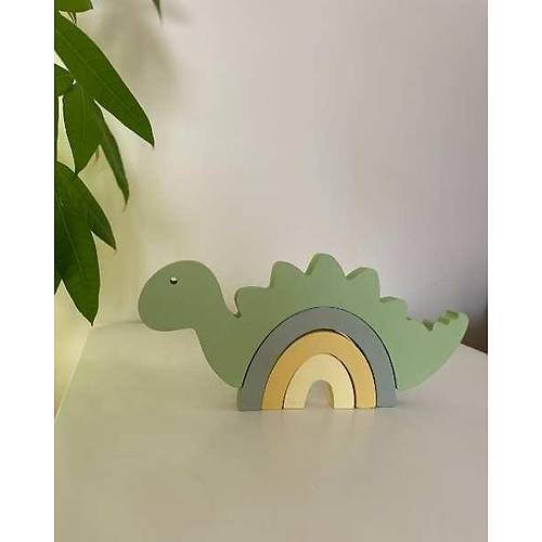 Yeil Dinozor Yapboz | Montessori Ahap Eitici Oyuncak
