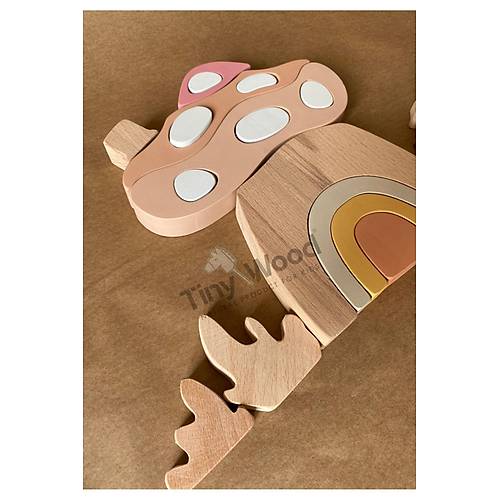Ah�ap oyuncak Mantar Ev Puzzle E�itsel Oyuncak