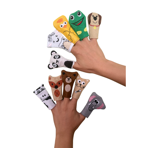 Parmak Kukla 10�lu Set | Ke�e Kuma� Nak��l� Hayvan Fig�rleri | E�itici Kukla Oyunu