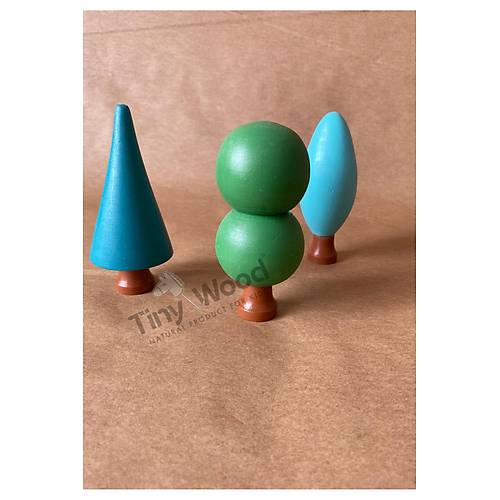 Ah�ap Montessori Orman A�a�lar� Seti | 3�l� El Yap�m� Do�al Oyuncak