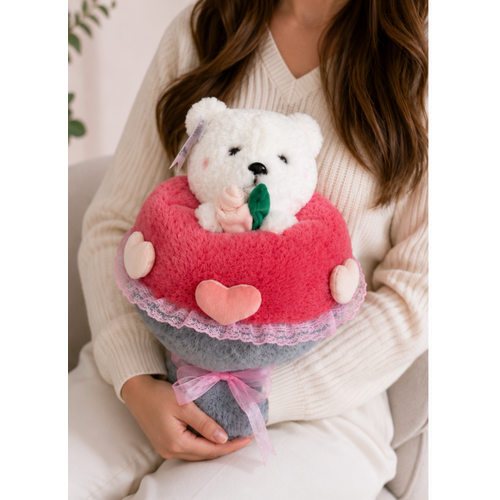 Pelu� Ay�c�kl� Hediye Buketi 40x30 cm