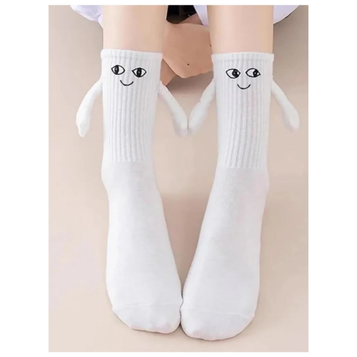 Kadn ? Erkek Beyaz Mknatsl Elele Tutuan orap (1 Adet) ? Sevimli Yz Desenli Unisex orap