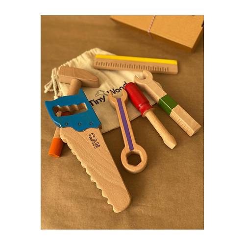 �sme �zel Renkli Ah�ap Oyuncak Tamir Seti � Do�al Masif Montessori Oyuncak
