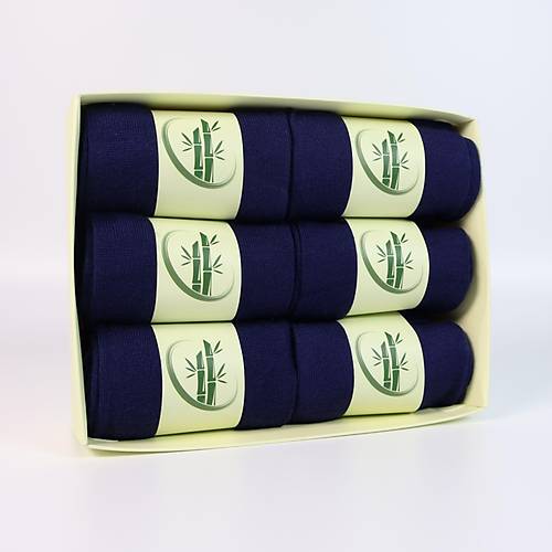6'l Premium Unisex Lacivert Bambu Soket orap Seti ? Kutulu